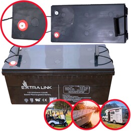 Extralink 12V 200ah AGM Battery, Maintenance Free