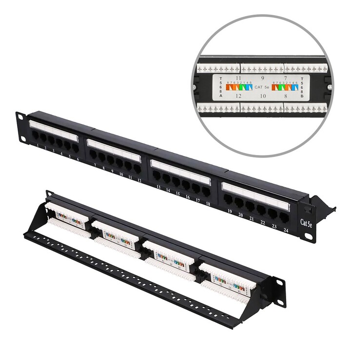 Extralink Cat5e UTP V2 Patch Panel, 24 Ports