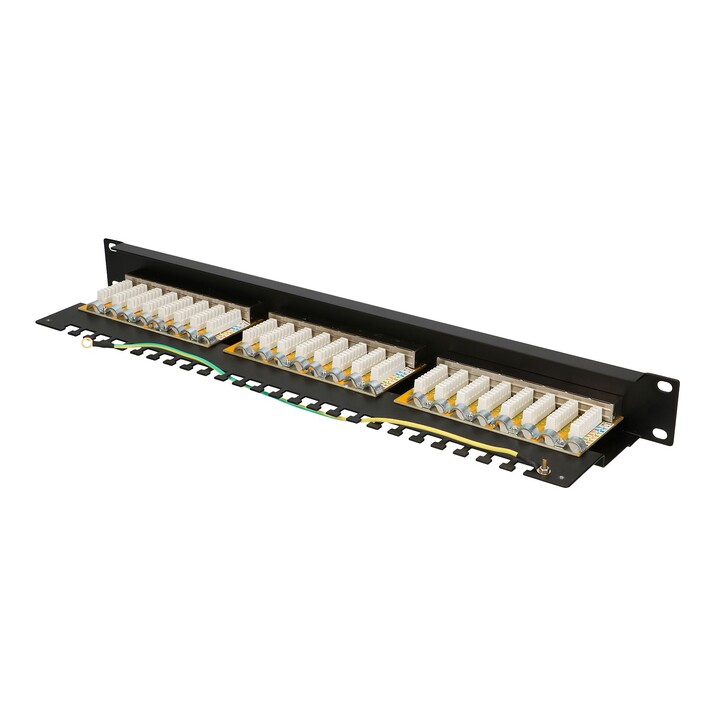 Painel de conexão Extralink Cat5e STP V2, 24 portas