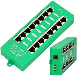 Injetor PoE Gigabit Extralink de 8 portas, ativo, 8 portas Gigabit 802.3at/af, Modo A