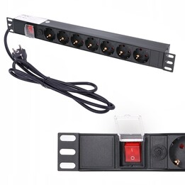 Régua de tomadas Extralink Expdu7eu SW, 19" 1U, 7 tomadas europeias, com interruptor, 2m