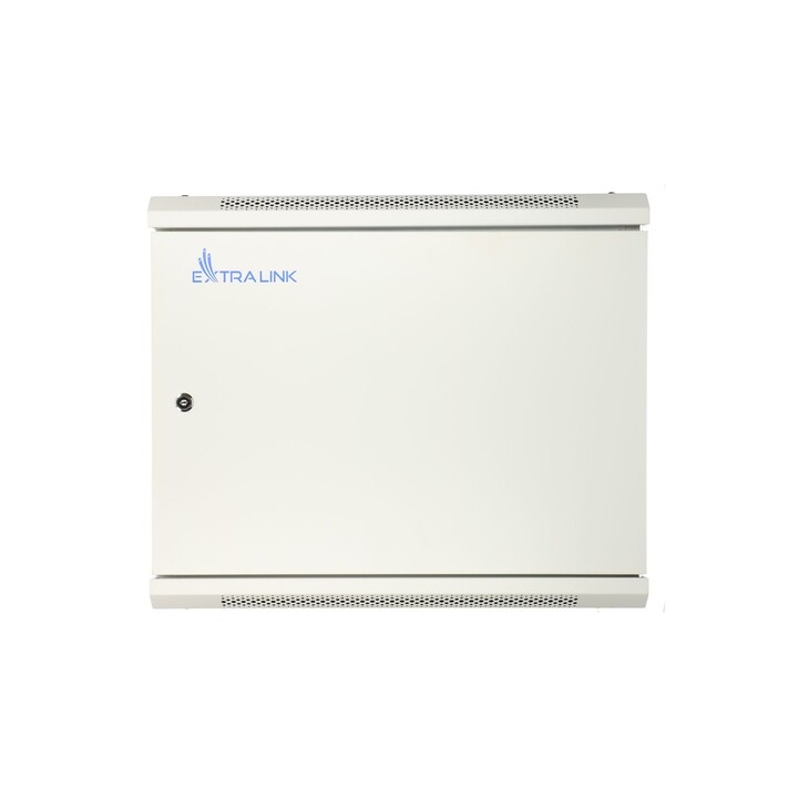 Armadio rack Extralink 9U 600x600 ASP grigio, montaggio a parete, ante interamente in metallo.