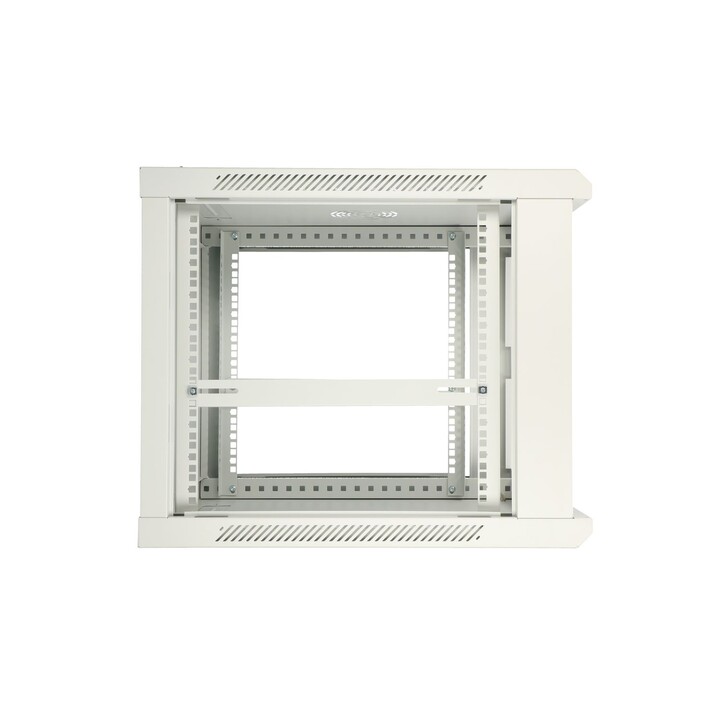Armadio rack Extralink 9U 600x600 ASP grigio, montaggio a parete, ante interamente in metallo.