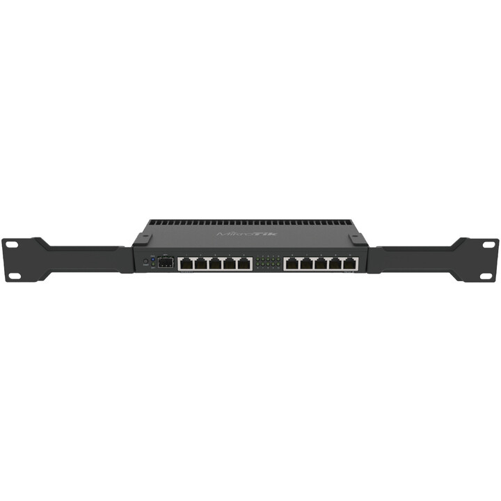 Roteador Mikrotik RB4011IGS+RM, 10 portas RJ45 de 1000 Mb/s, 1 porta SFP+.