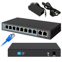 Switch PoE Extralink Perses, 8 portas Gigabit PoE/PoE+, 2 portas uplink RJ45 Gigabit, 96W
