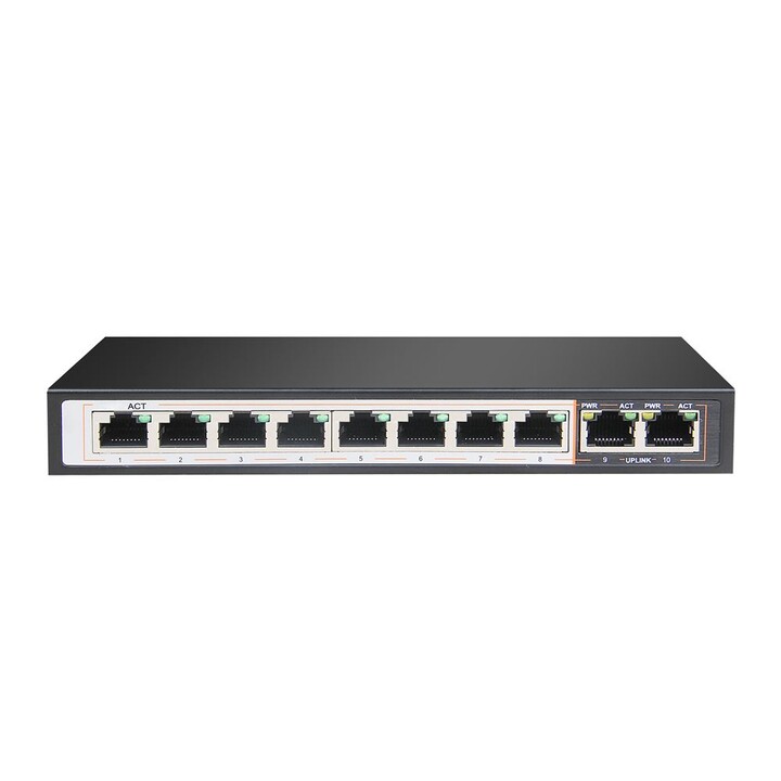 Extralink Perses PoE-Switch, 8x Gigabit PoE/PoE+, 2x Uplink RJ45 Gigabit, 96 W