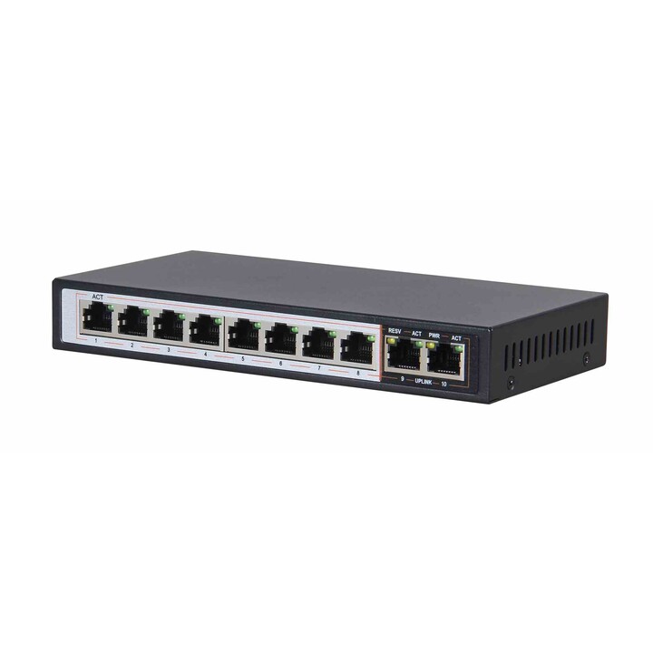 Extralink Perses PoE-Switch, 8x Gigabit PoE/PoE+, 2x Uplink RJ45 Gigabit, 96 W