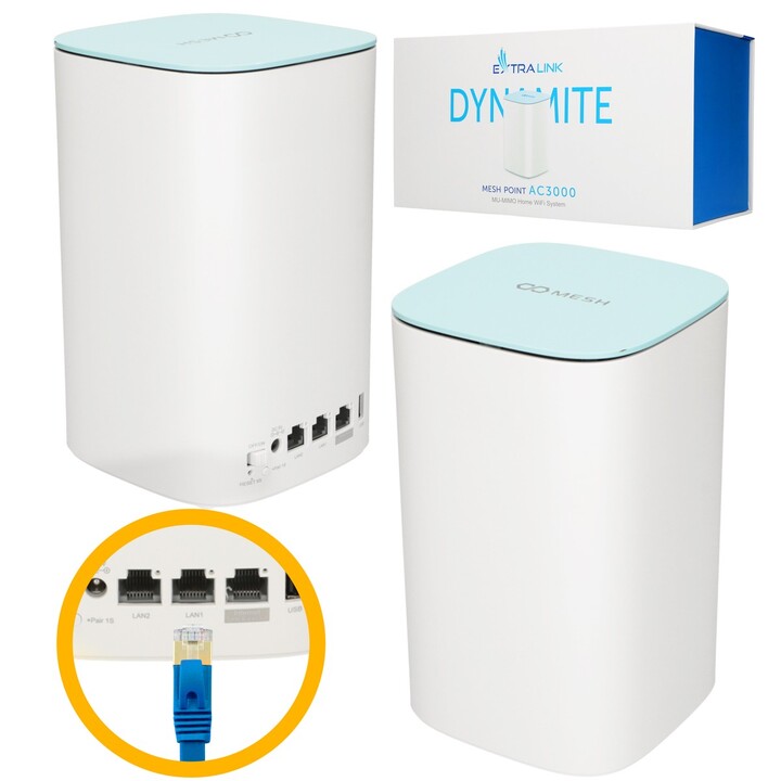 Estensore di rete mesh Extralink Dynamite C31, Ac3000, Mu-mimo, sistema Wi-Fi mesh domestico