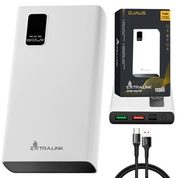 Power Bank Extralink Epb-067w 10000mah White, Fast Charging, Usb-c