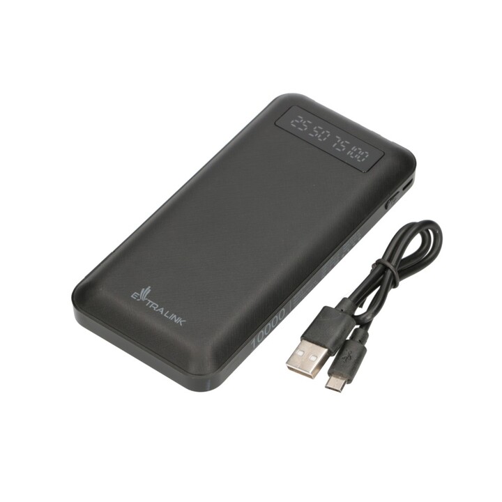 Extralink EPB-083 Powerbank 10000 mAh Schwarz, Tragbares Ladegerät, USB-C