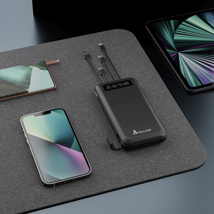 Extralink EPB-083 Powerbank 10000 mAh Schwarz, Tragbares Ladegerät, USB-C