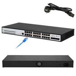 Switch PoE Extralink Chiron Pro, 24 ports RJ45 PoE 1000 Mb/s, 4 ports SFP+, couche 3, administrable, 370 W