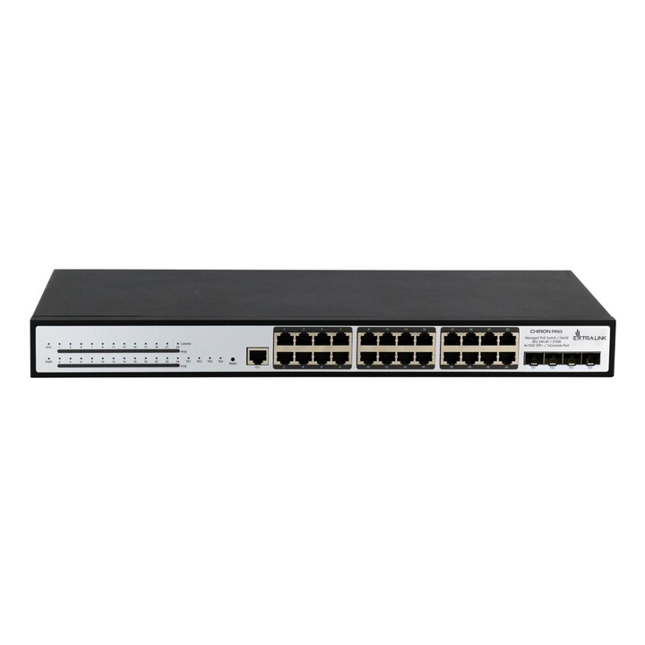 Switch PoE Extralink Chiron Pro, 24x Rj45 1000mb/s Poe, 4x Sfp+, L3, Gestionado, 370w