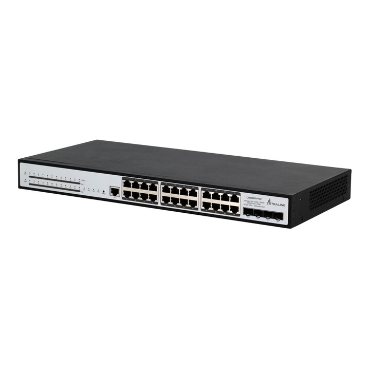 Switch PoE Extralink Chiron Pro, 24x Rj45 1000mb/s Poe, 4x Sfp+, L3, Gestionado, 370w