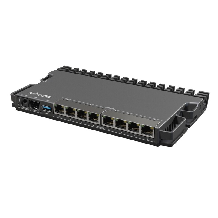 Roteador Mikrotik RB5009UPR+S+IN, 7 portas RJ45 1000MB/s PoE, 1 porta RJ45 2.5Gb/s PoE, 1 porta SFP+, 1 porta USB 3.0