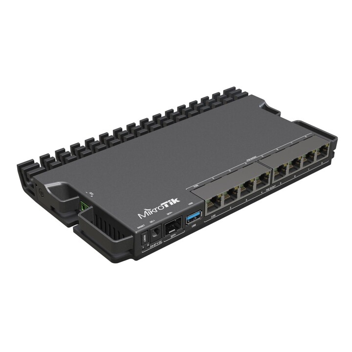 Mikrotik RB5009UPR+S+IN Router, 7x RJ45 1000 Mbit/s PoE, 1x RJ45 2,5 Gbit/s PoE, 1x SFP+, 1x USB 3.0