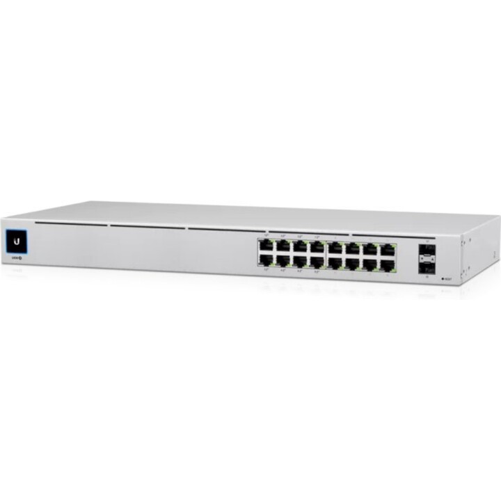 Switch Ubiquiti UniFi USW-16-POE 16xGbE RJ45 (8xPoE+) + 2x1G SFP 42W Layer 2 Managed Rack 1U fanless