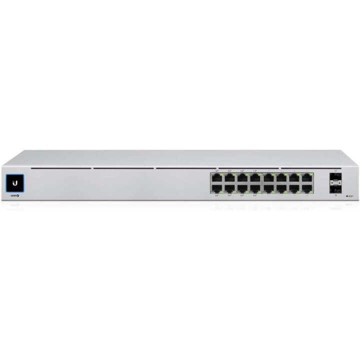Switch Ubiquiti UniFi USW-16-POE 16xGbE RJ45 (8xPoE+) + 2x1G SFP 42W Layer 2 Managed Rack 1U fanless