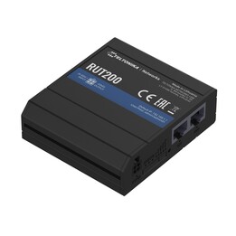 Roteador industrial LTE Teltonika Rut200, 4G/LTE Cat.4, 2 portas LAN, Wi-Fi 2.4GHz 100MB/s, RMS