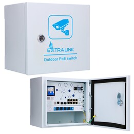 Conmutador PoE Extralink Minos Exterior, 8x Rj45 1000mb/s Poe, 2x Sfp, 200w, L2, Refrigeración Activa