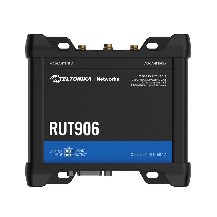 Teltonika Rut906 Professioneller industrieller 4G LTE Router, Cat.4, WLAN, Dual-SIM, 1x WAN, 3x LAN, IP30