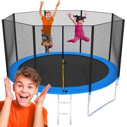 Trampolino Extralink per uso domestico con rete e scaletta, 366 cm (12 piedi), diametro 326 cm (12 piedi).