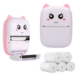 Stampante termica rosa Epp-001 + set Extralink di 5 rotoli di carta termica standard