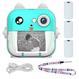 Stampante termica Extralink Epp-004 Mini con fotocamera, blu, 3 rotoli di carta termica, schermo LCD da 2,5", Bluetooth, US