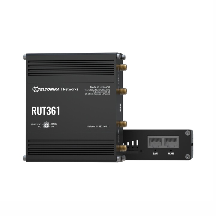 Router industriale Teltonika Rut361 4G LTE, Cat 6 LTE, Wi-Fi 4, 2x RJ45 100 mb/s, IP30