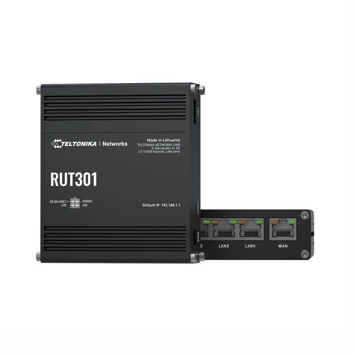 Router industriale Teltonika Rut301, 5 porte RJ45 da 100 Mbps, USB 2.0, IP30