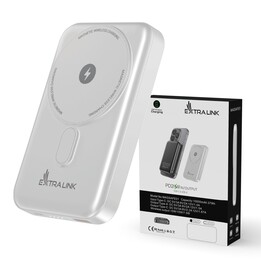 Power Bank Extralink Magsafe 10000mah White, External Battery, 38.5wh Pd20w+15w Usb-c Usb-a
