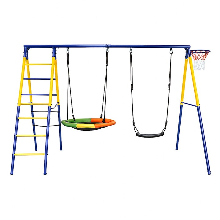 Columpio de Estructura Schwarzwald, Nido de Cigüena + Columpio + Escaleras + Cesta 271x180x185cm