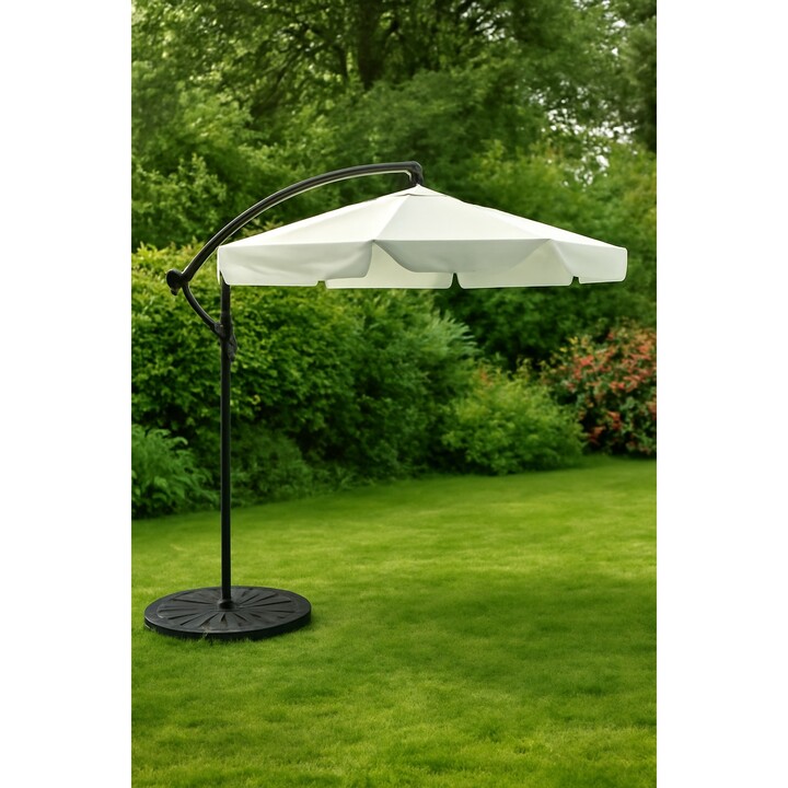 Black Forest Garden Umbrella with Side Panels, Large 3m Beige Arm