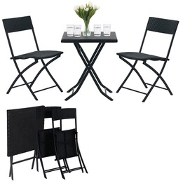 Pequeño Juego de Muebles de Jardín Black Forest, Dos Sillas + Mesa Negra