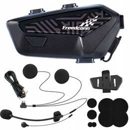 Interfono per moto FreedConn F1 Plus V2 EU BT 5.4+EDR, portata fino a 500 m, parla polacco