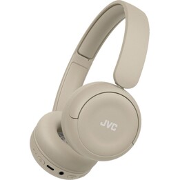 Fones de ouvido sem fio e com fio JVC HA-S59W, supra-auriculares para música/uso diário, USB tipo C, Bluetooth, bege.