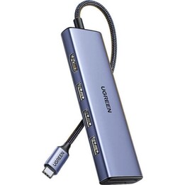 Hub Ugreen CM511 20956A USB-C HDMI 4K 3x USB-A 3.0 Lector SD/TF Plata