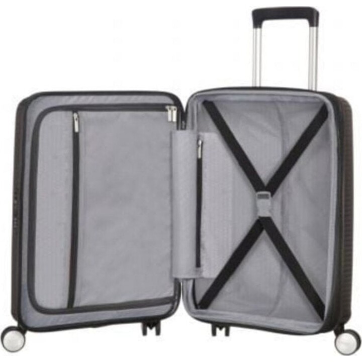 American Tourister SoundBox Spinner Cabin Suitcase 55cm Black Expandable TSA 35.5/41L 4 Wheels