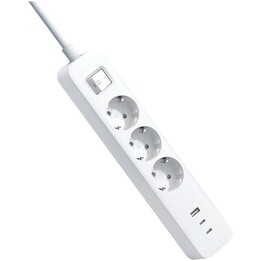 Multipresa Xiaomi da 20 W con interruttore / 3 prese di corrente / 1 USB / 2 USB Type-C / Cavo da 1,4 m / Bianca