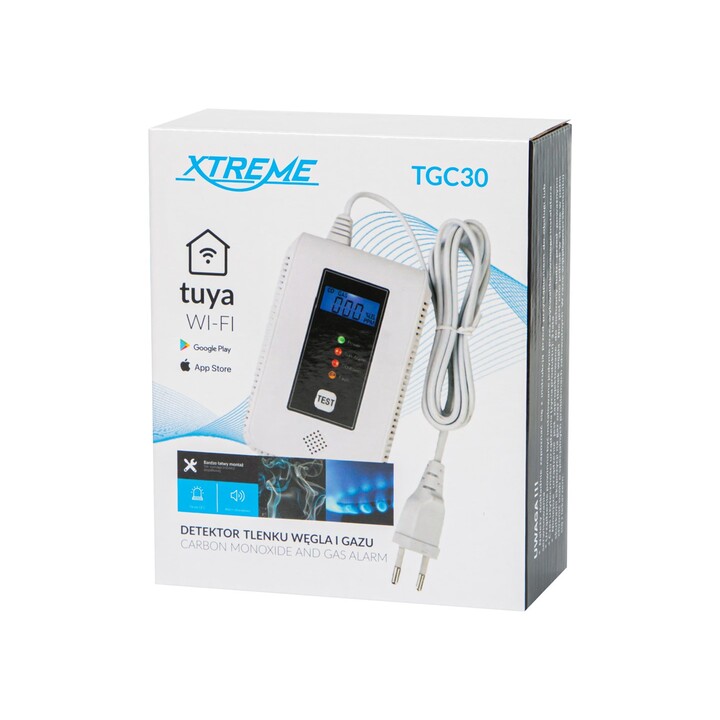 Detector de gás e monóxido de carbono Tuya TGC30 WiFi