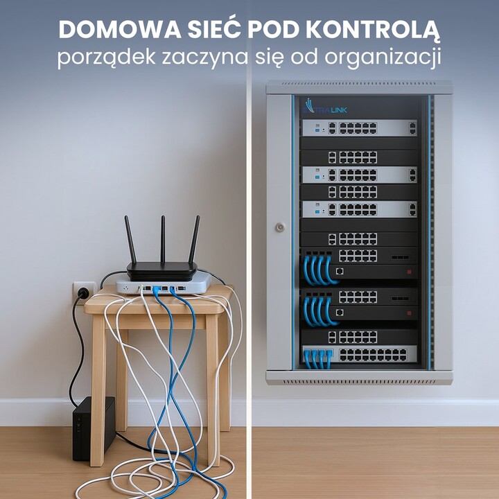Extralink Armario rackmount 15U 600x600 Gris montaje en la pared