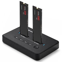 Qoltec Station d'accueil pour disques SSD M.2 NVMe| PCIe | USB-C | 20Gb/s | DUAL 2 x 8TB | clonage hors ligne