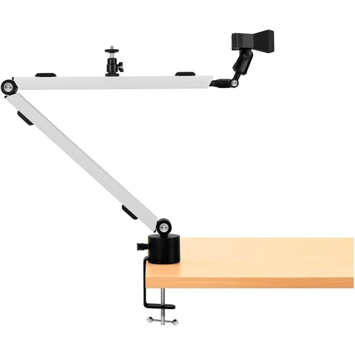 Streamplify Modern White Microphone Stand, Universally Compatible with 360° Rotation and 210° Angle Adjustment, White (Support d