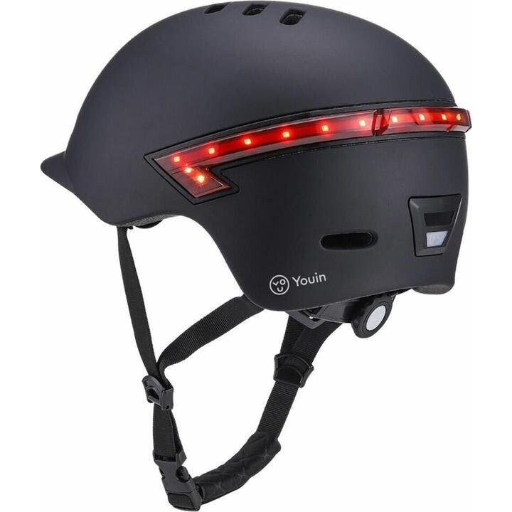 Youin MA1015, Safety Helmet with Rear LED Light and Bluetooth Remote Control, Black