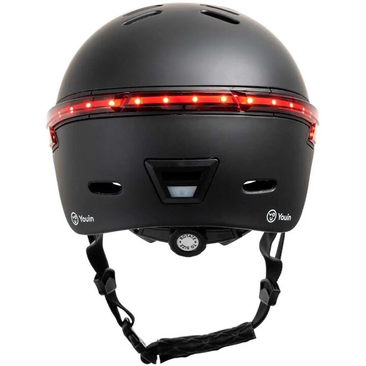 Youin MA1015, Safety Helmet with Rear LED Light and Bluetooth Remote Control, Black