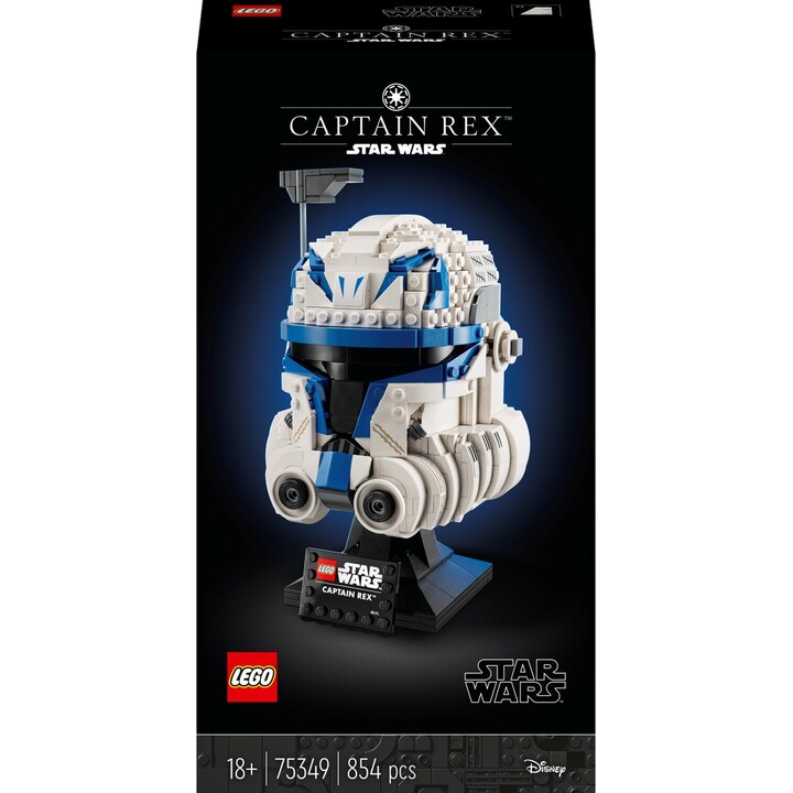 LEGO Star Wars Capitão Rex, Capacete Colecionável, Conjunto de Expositores, Branco, Azul