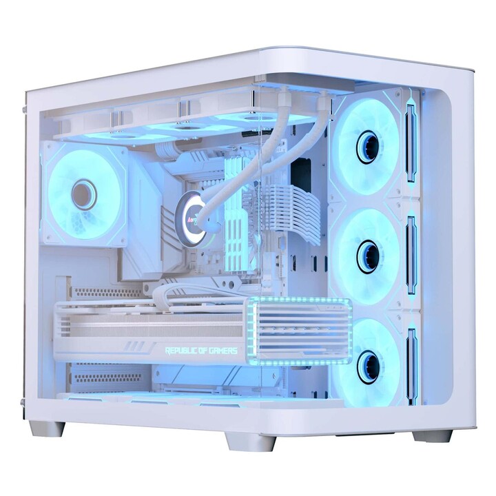 Caja para PC AeroCool P500C-G-WT-v1, semitorre, color blanco.