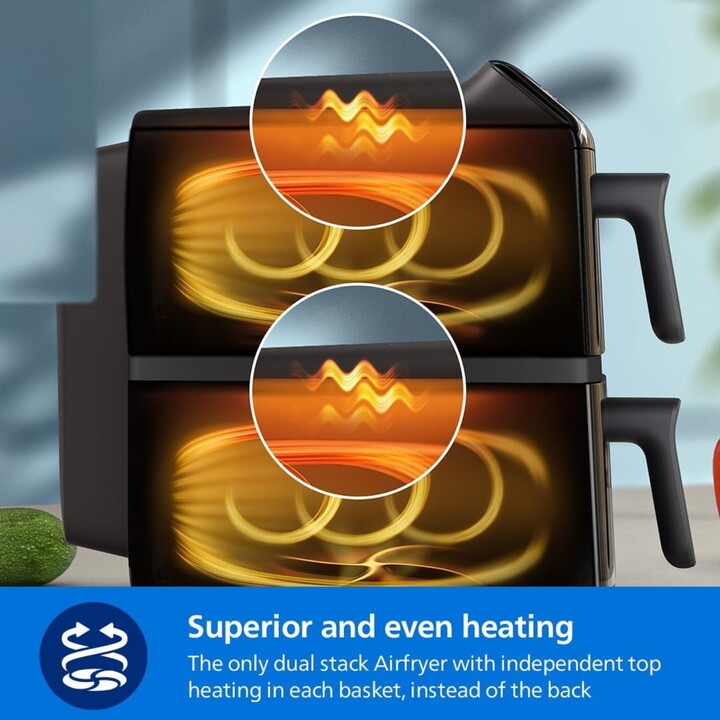 Philips Fritteuse der Serie 4000 mit doppeltem stapelbaren Korb: 10L Kapazität, 2 x 5L Körbe