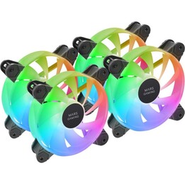 Mars Gaming MF-4A Kit 4x Ventiladores 120mm ARGB Rainbow Doble Conector 5V 3pin Negro