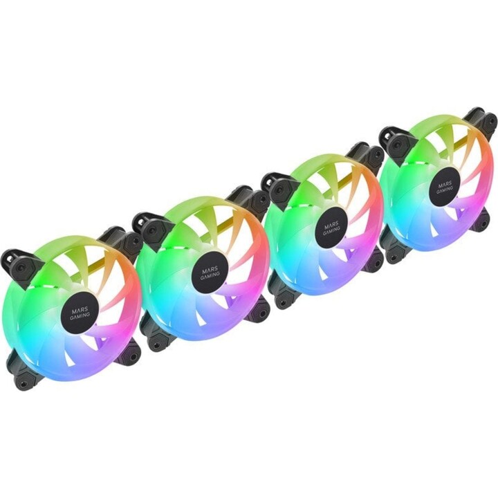Mars Gaming MF-4A Kit 4x Ventole 120mm ARGB Rainbow Doppio connettore 5V 3pin Nero